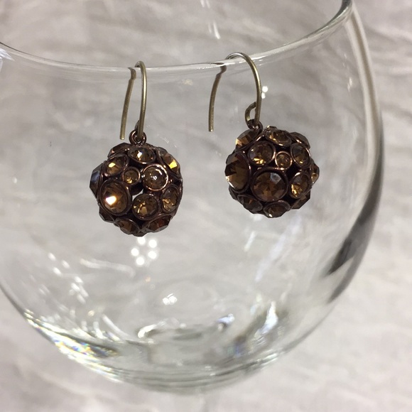 Fossil Jewelry Fossil Bronze Rhinestone Earrings Poshmark